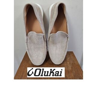 OluKai Ka’a Loafer Men's 11.5 Italian Suede Oatmeal Tan Like-new